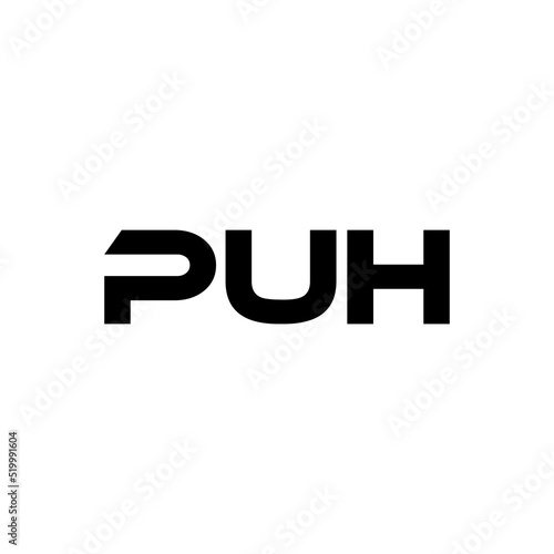 PUH letter logo design with white background in illustrator, vector logo modern alphabet font overlap style. calligraphy designs for logo, Poster, Invitation, etc.