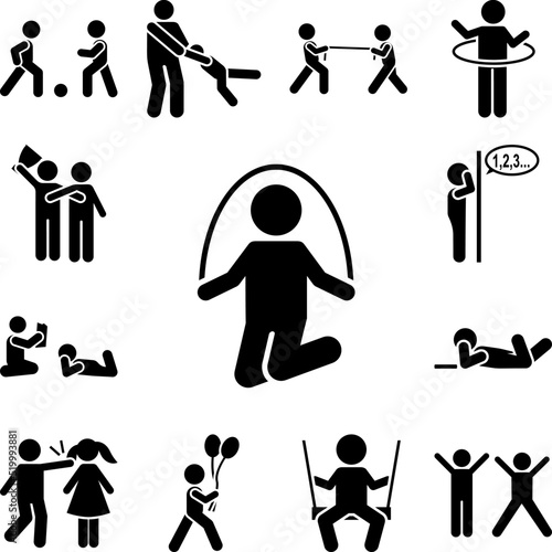 Play, game, enjoy, boy icon in a collection with other items