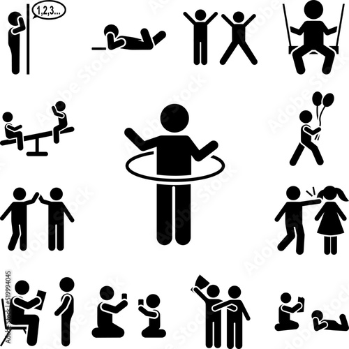 Child, play, hoop, enjoy icon in a collection with other items