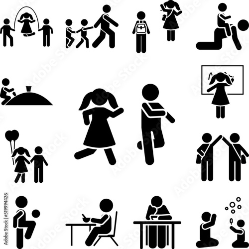Boy, girl, play, run, game icon in a collection with other items