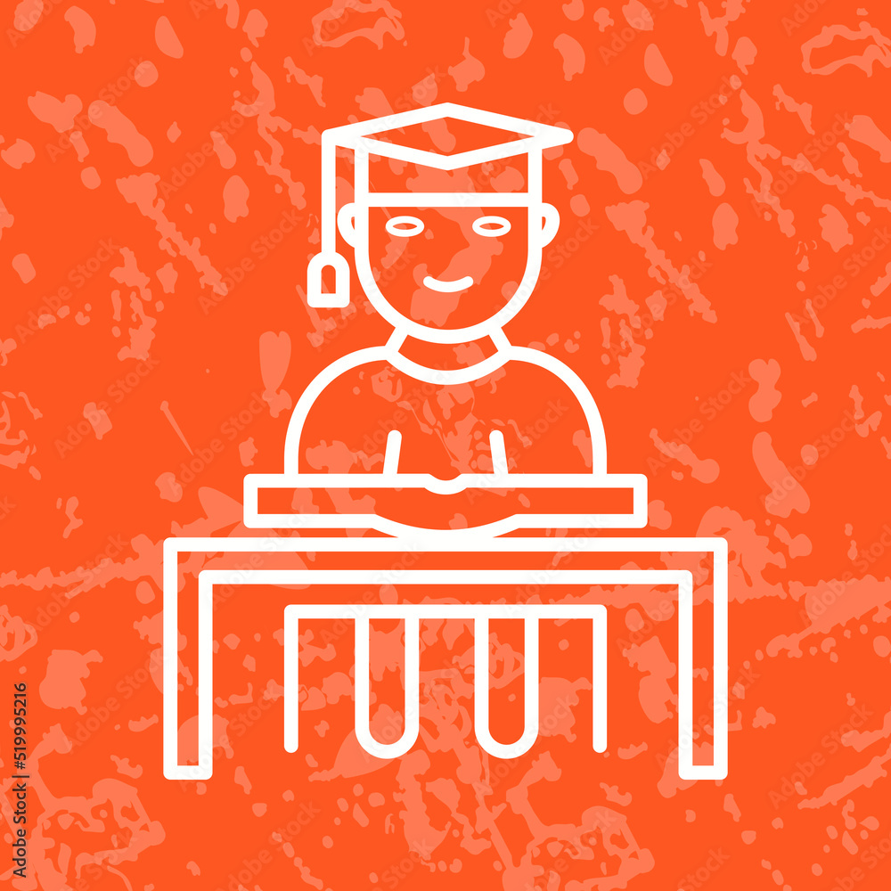 Unique Studying on Desk Vector Icon Unique Studying on Desk Vector Icon
