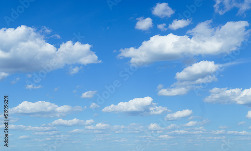 beautiful blue sky with clouds on bright sunny day for abstract background