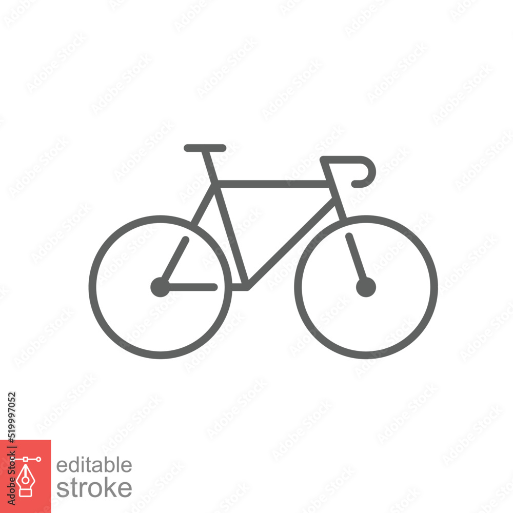 Obraz premium Bicycle icon. Simple outline style. Bike, race, transportation concept. Thin line vector illustration isolated on white background. Editable stroke EPS 10.