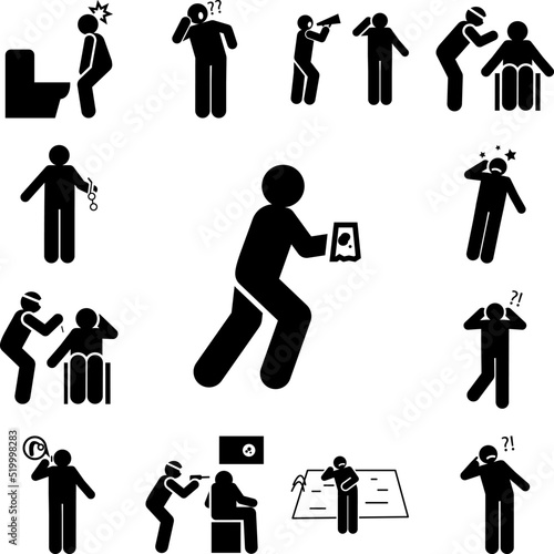 Smoking, man, liver, aggressive, women icon in a collection with other items