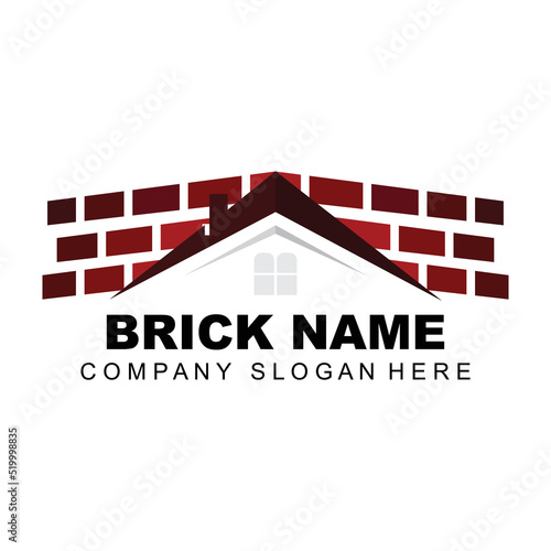 Brick Logo Design, Building Material Illustration, Construction Company Product Brand Icon