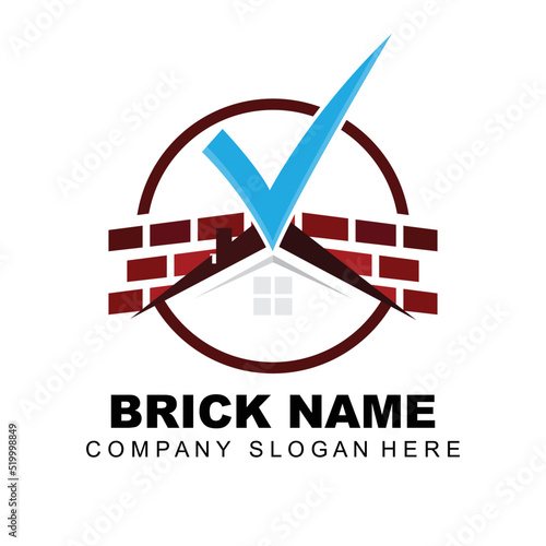 Brick Logo Design, Building Material Illustration, Construction Company Product Brand Icon