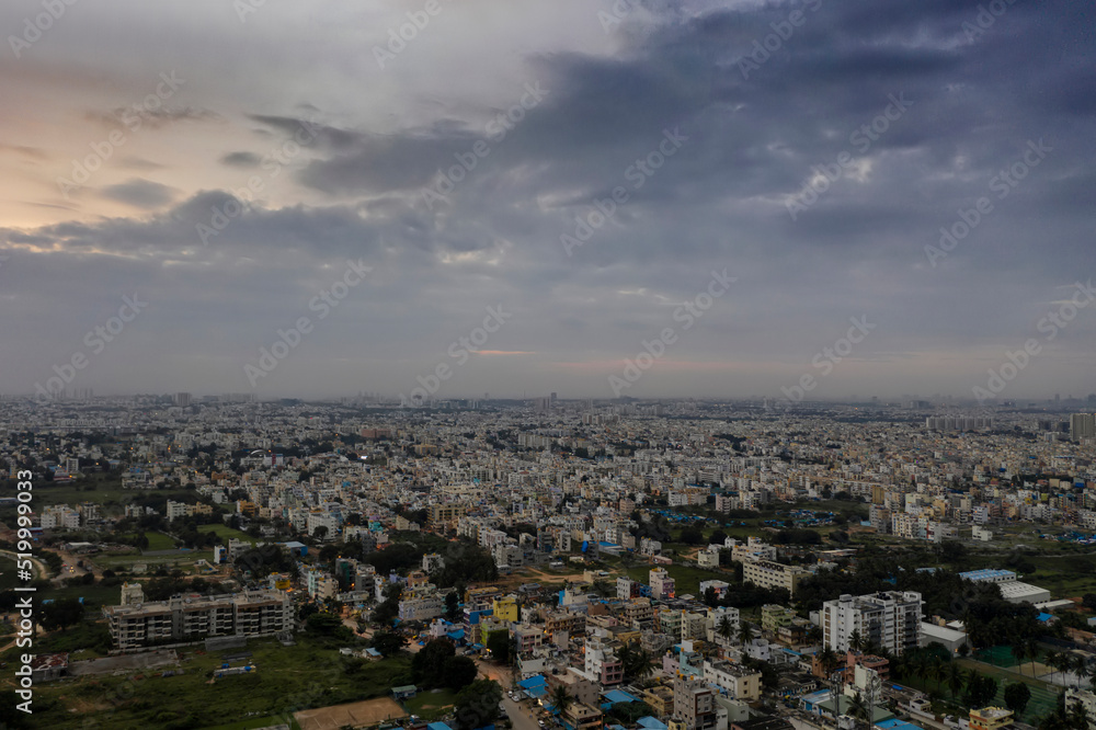 Indian City Aerial View - Bangalore Cityscape 