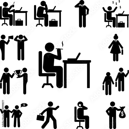 Businessman office smoke workplace icon in a collection with other items