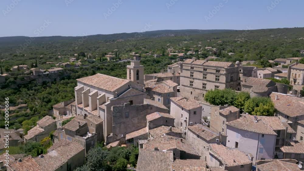 Aerial view of Saint-Firmin church in Gordes, Provence, France