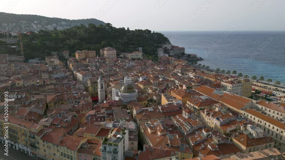 Aerial shot of the old town of Nice, Cote d'Azur, France Aerial shot of the old town of Nice, Cote d'Azur, France