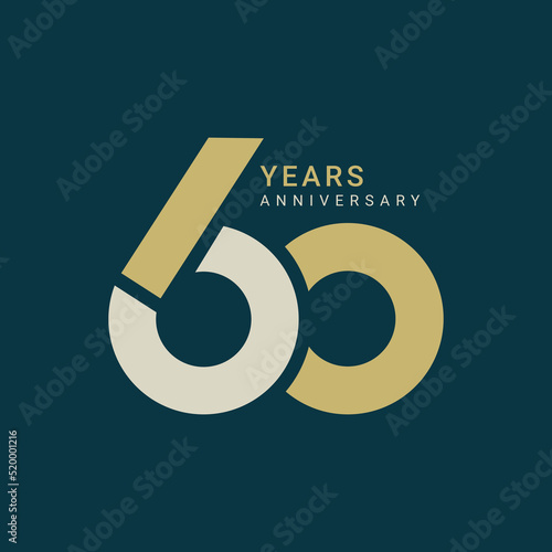 60 Year Anniversary Logo, Vector Template Design element for birthday, invitation, wedding, jubilee and greeting card illustration.