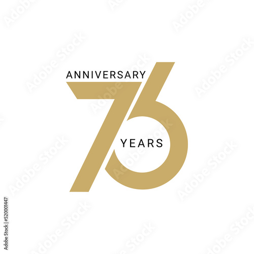 76 Year Anniversary Logo, Golden Color, Vector Template Design element for birthday, invitation, wedding, jubilee and greeting card illustration.