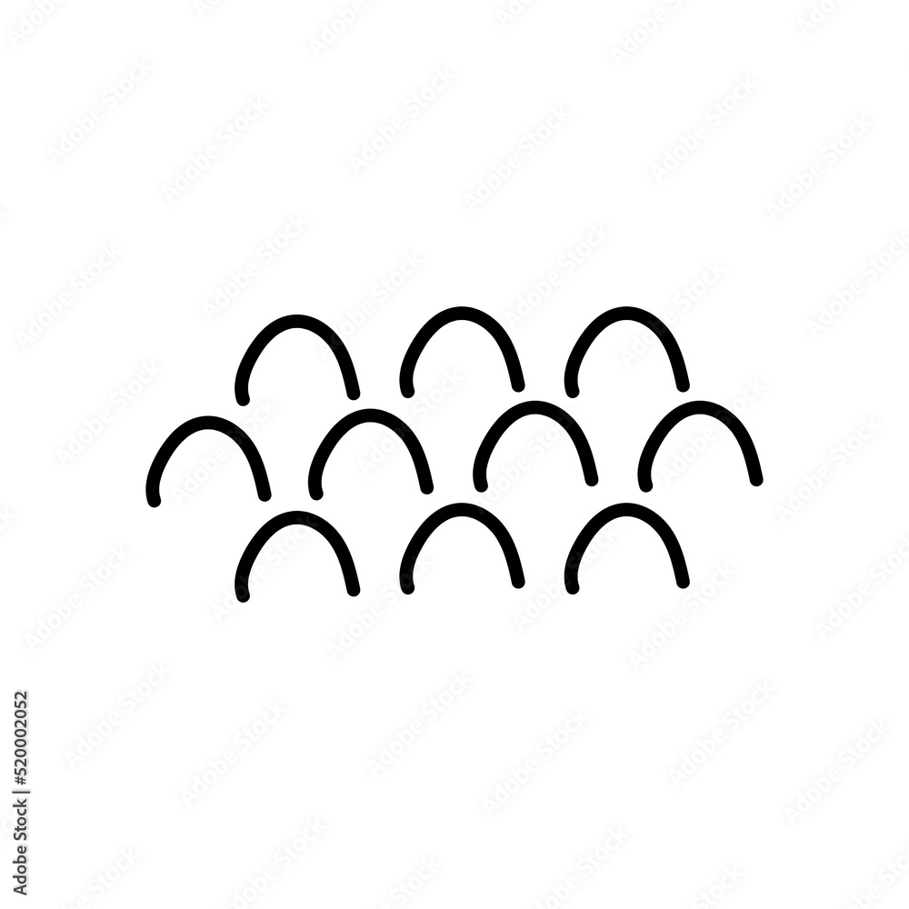 Black wavy outline pattern vector illustration. Isolated.