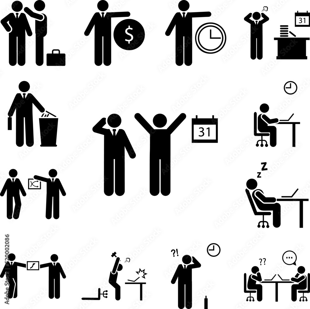 Finance, job, Angry, businessman icon in a collection with other items Finance, job, Angry, businessman icon in a collection with other items