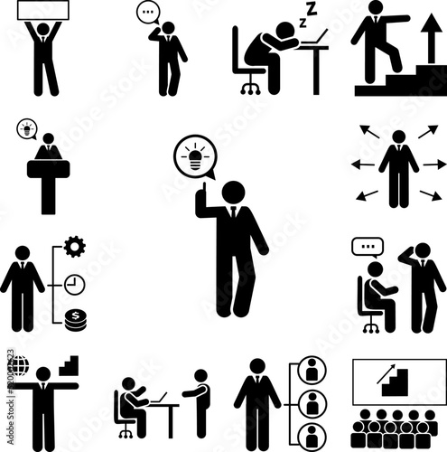 Idea, office, job icon in a collection with other items