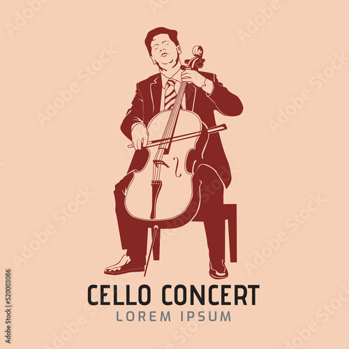 The cellist plays with concentration