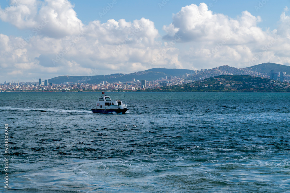 Istanbul, Turkey - June 19 2022: a Sea taxi operating in the sea of ​​Marmara.