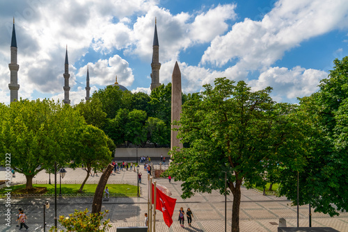 Photography Istanbul, Turkey - June 18 2022: Sultanahmet Square, or the Hippodrome of Constantinople is a square in Istanbul