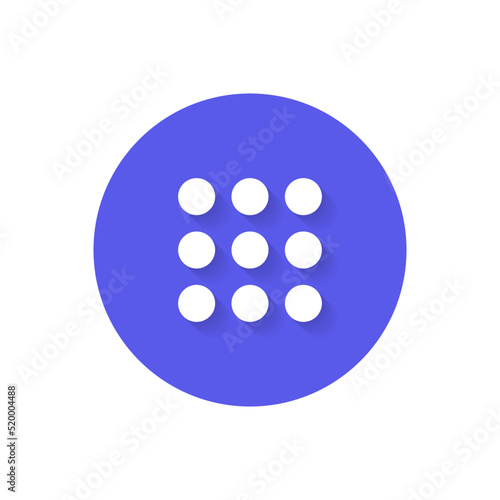 Dial pad button icon vector isolated on circle background photo