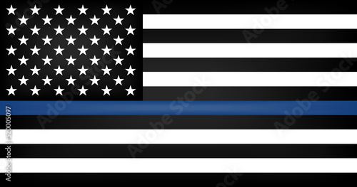 The thin blue line flag of American police. Vector EPS 10