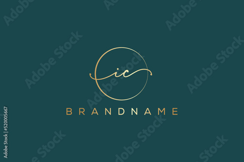 I C IC hand drawn logo of initial signature, fashion, jewelry, photography, boutique, script, wedding, floral and botanical creative vector logo template for any company or business.