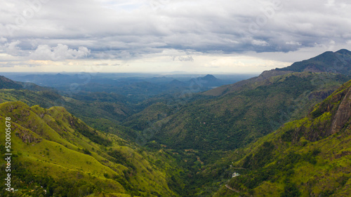 Top view of Tropical mountain range and mountain slopes with rainforest. Sri Lanka. . Ella Rock, Sri Lanka. © Alex Traveler