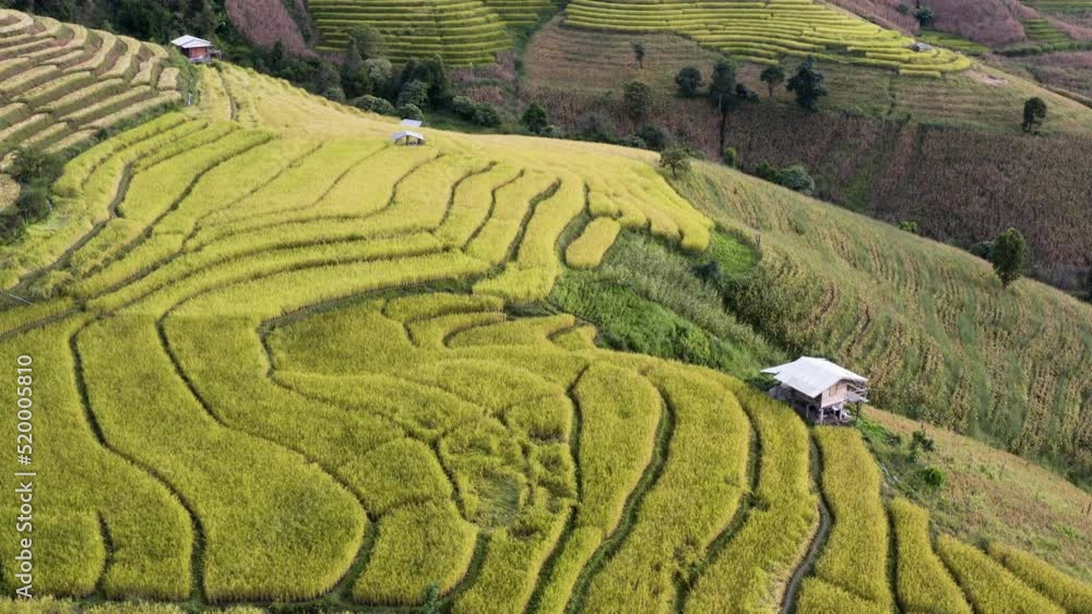 Aerial view of rice terrace field at Ban Pa Bong Piang village in Chiang Mai Thailand Aerial view of rice terrace field at Ban Pa Bong Piang village in Chiang Mai Thailand