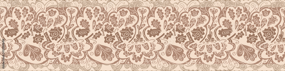 Fototapeta premium old vintage lace seamless vector border in beige