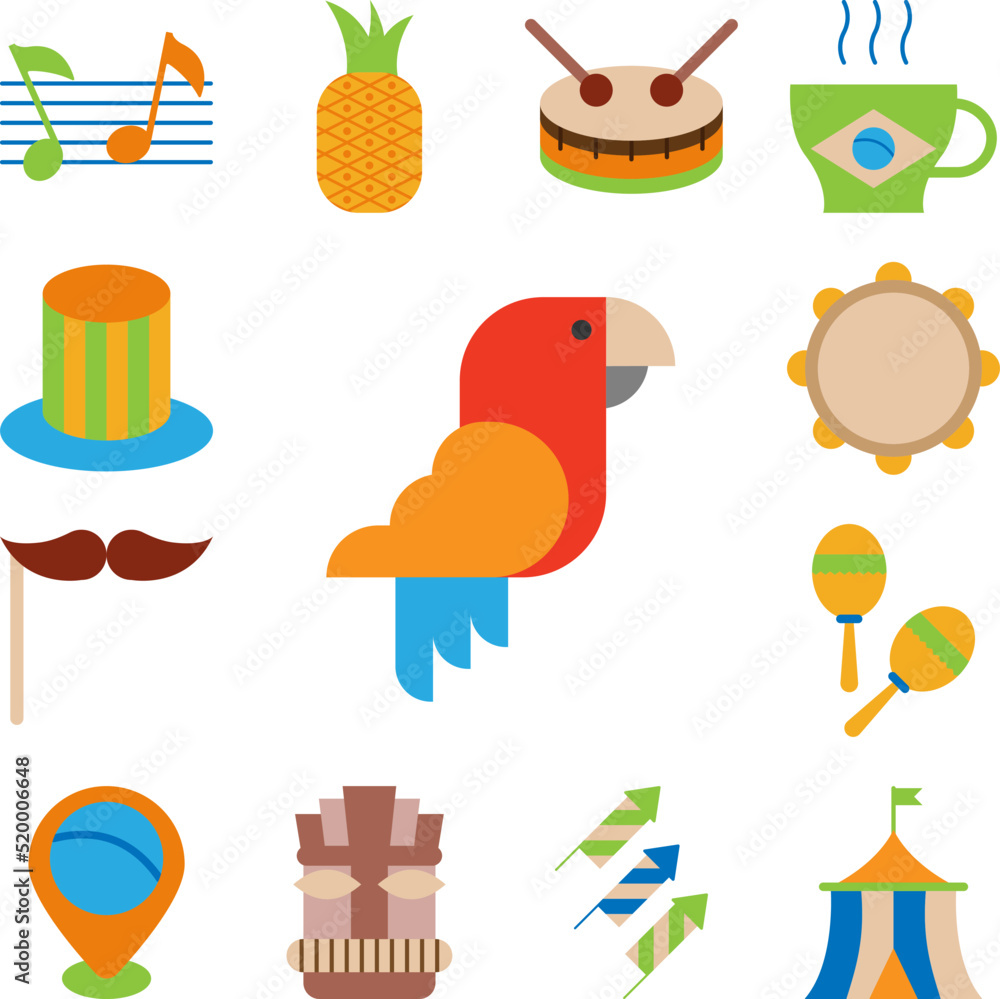 parrot color icon in a collection with other items