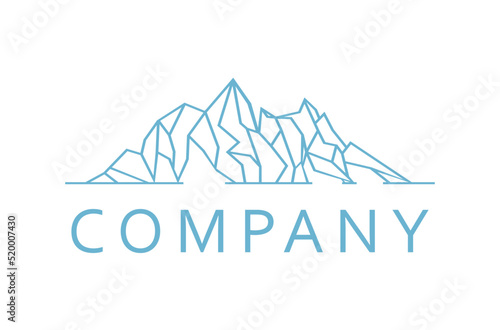 Floating Ice Mountain or Iceberg logo design with simple line art style