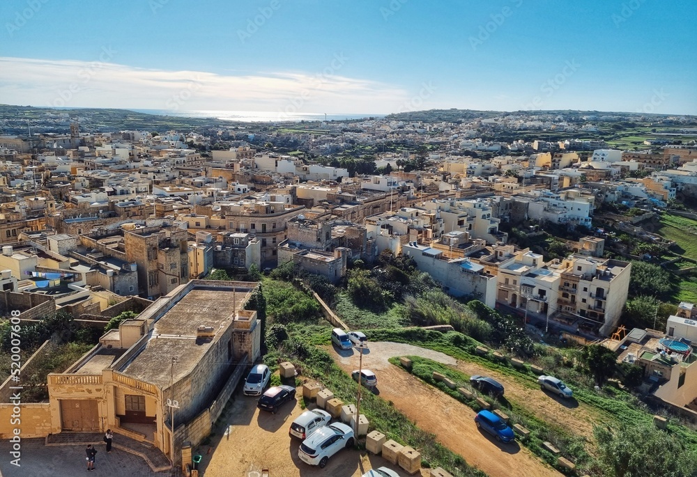 aerial view of the city of Rabat in Gozo