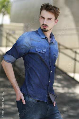 model with denim clothes