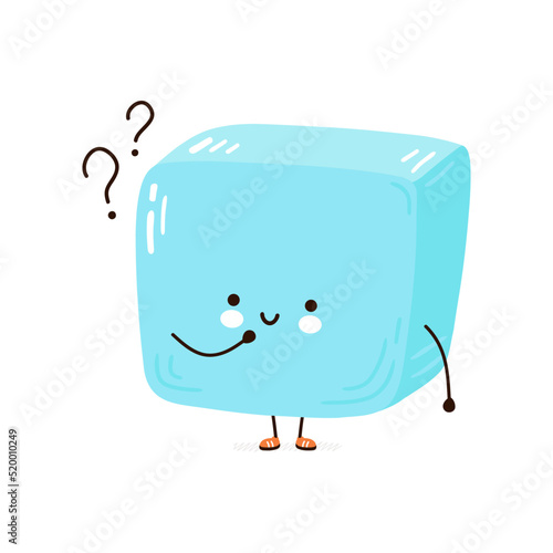Cute ice cube character. Vector hand drawn cartoon kawaii character illustration icon. Isolated on white background. Ice cube character concept