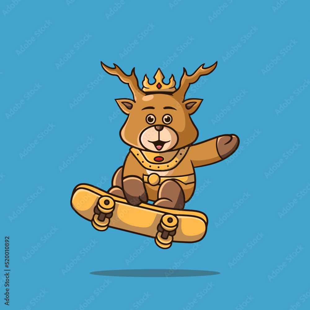 Vector illustration cartoon character Deer with skateboard. Vector illustration cartoon character Deer with skateboard.