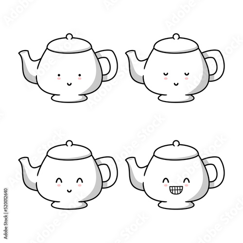 vector illustration of cute teapot emoji