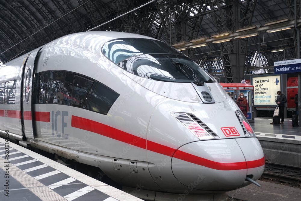 Frankfurt am Main station, large clock, concept of being late for your train, arrival time