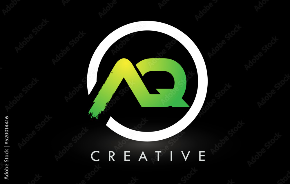 AQ Green White Brush Letter Logo Design. Creative Brushed Letters Icon Logo. AQ Green White Brush Letter Logo Design. Creative Brushed Letters Icon Logo.