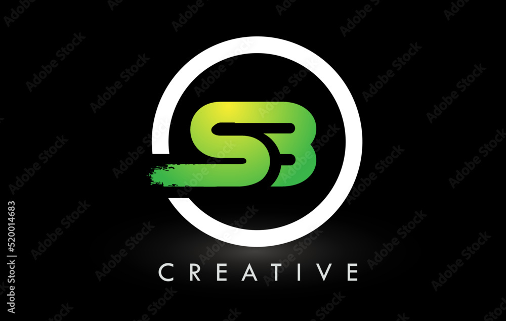 SB Green White Brush Letter Logo Design. Creative Brushed Letters Icon Logo. SB Green White Brush Letter Logo Design. Creative Brushed Letters Icon Logo.