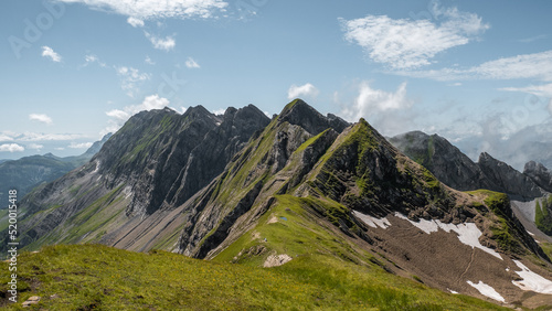 Aravis moutains summit, hiking in summer, french alps, near la Clusaz