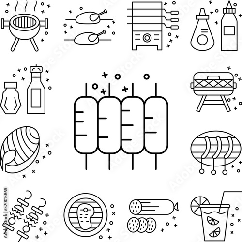 Ribs bbq pork food icon in a collection with other items