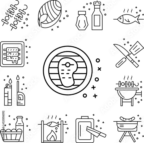 Steak grilled meat barbecue icon in a collection with other items