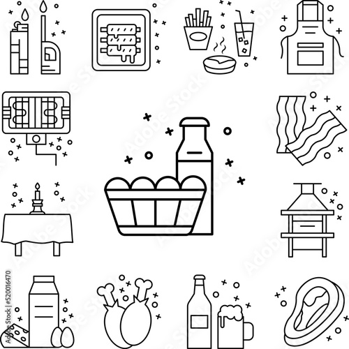 Dairy product food protein icon in a collection with other items