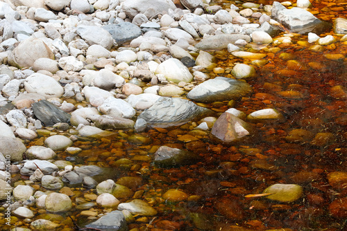 Contrasting White Rock Riverbank With Forest Tainted Water