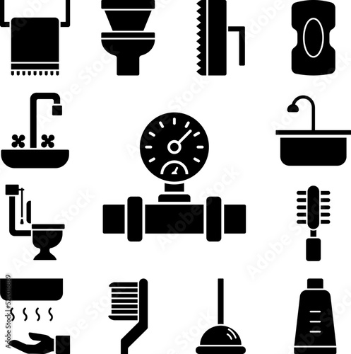 Wallpaper Mural Tube, pressure gauge, bathroom icon in a collection with other items Torontodigital.ca