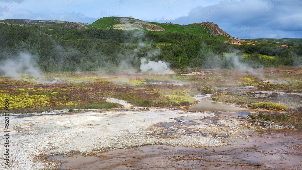 View at the geothermal field of Geysir in Iceland View at the geothermal field of Geysir in Iceland