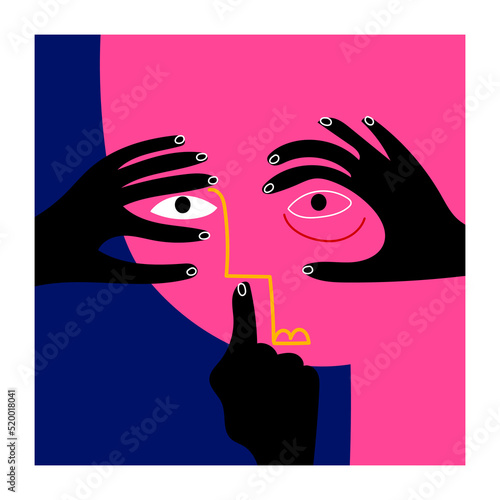 Aesthetic abstract face figure character hand drawn vector illustration.