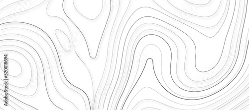 The black on white contours vector topography stylized height of the lines. The concept of a conditional geography scheme and the terrain path. Ultra wide. Map on land vector terrain Illustration.