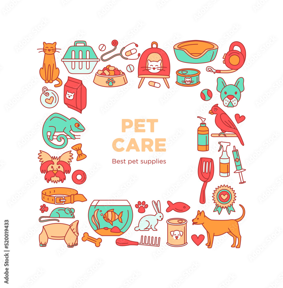 Pet store dogs, cats, birds, other domestic animals square pattern Pet store dogs, cats, birds, other domestic animals square pattern