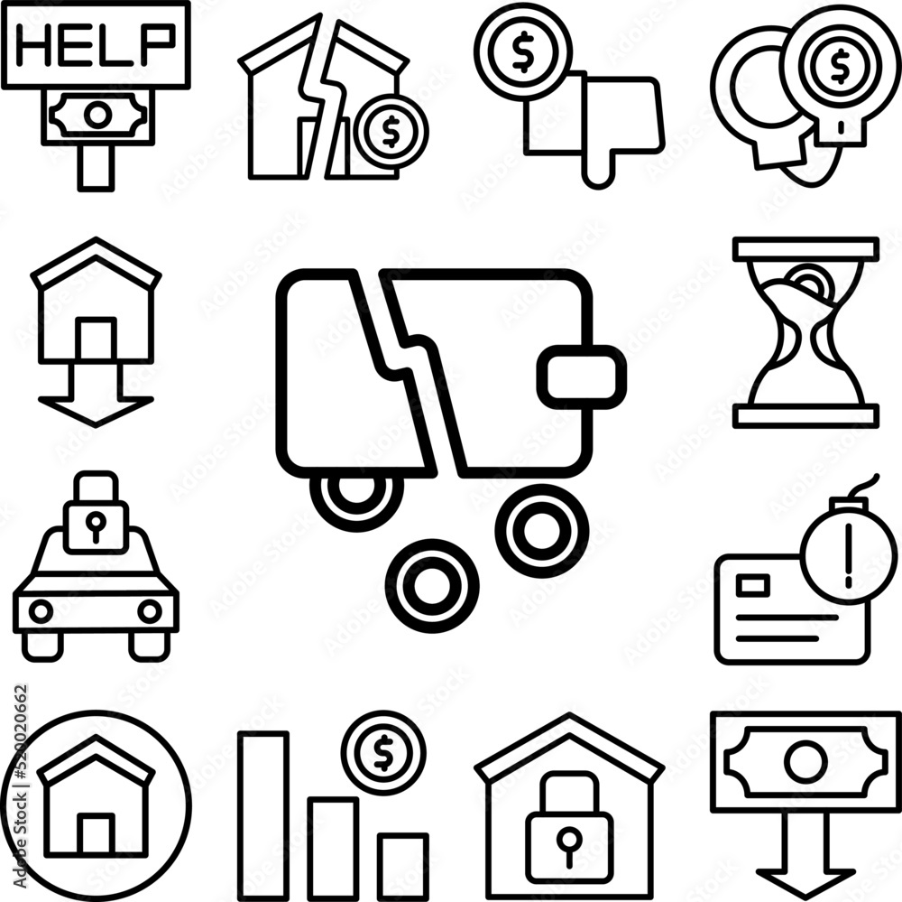 purse coin icon in a collection with other items purse coin icon in a collection with other items