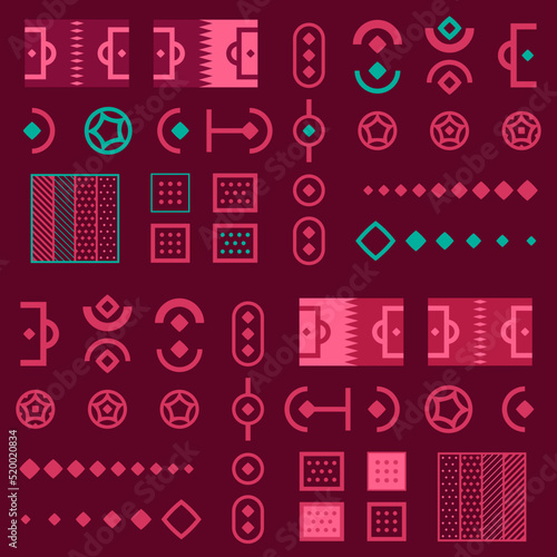 Design Elements for Sports Event Background, Tournament, Cup, Championship, Invitation. Layout design template with geometric shapes. Qatar 2022. Vector